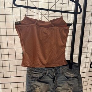 Women's Brown Spaghetti Strap Top